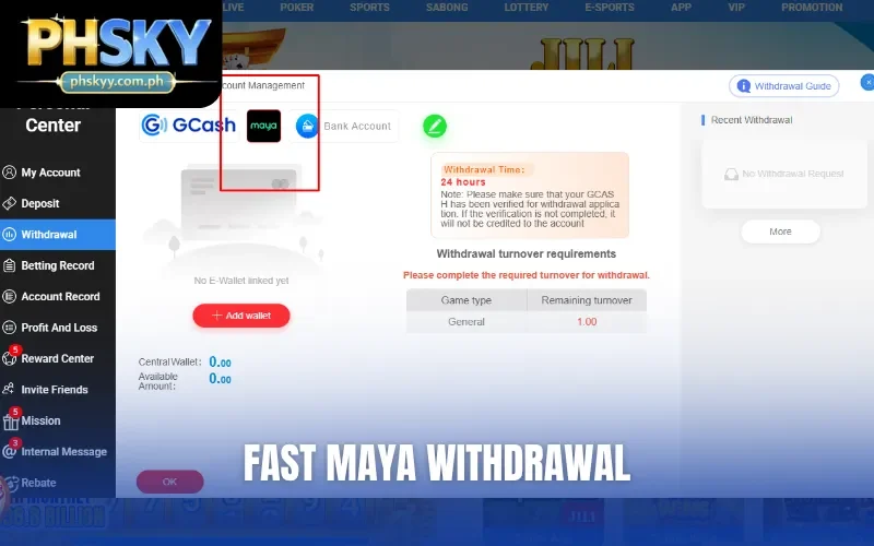 Fast Maya withdrawal
