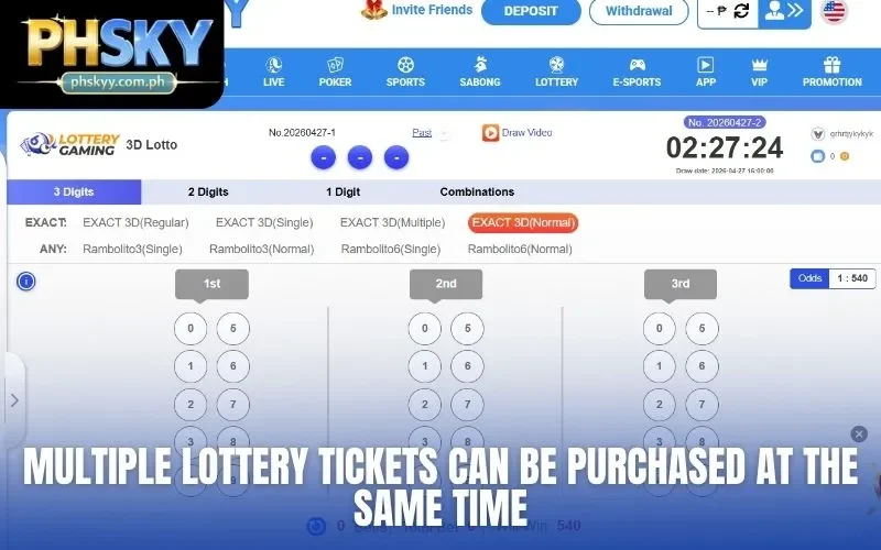Multiple lottery tickets can be purchased at the same time