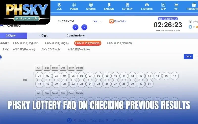 PHSKY Lottery FAQ on checking previous results