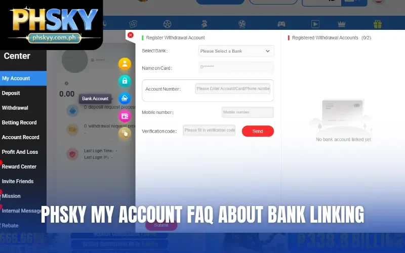 PHSKY my account FAQ about bank linking