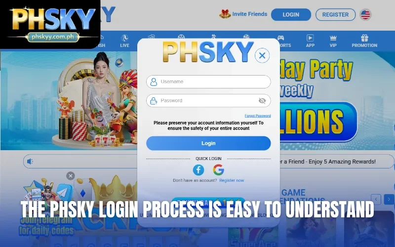 The PHSKY login process is easy to understand