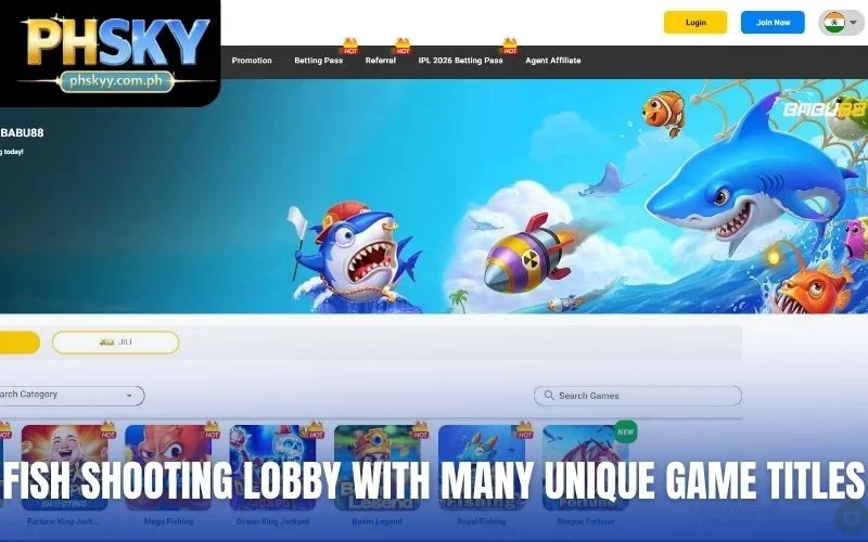 Fish shooting lobby with many unique game titles
