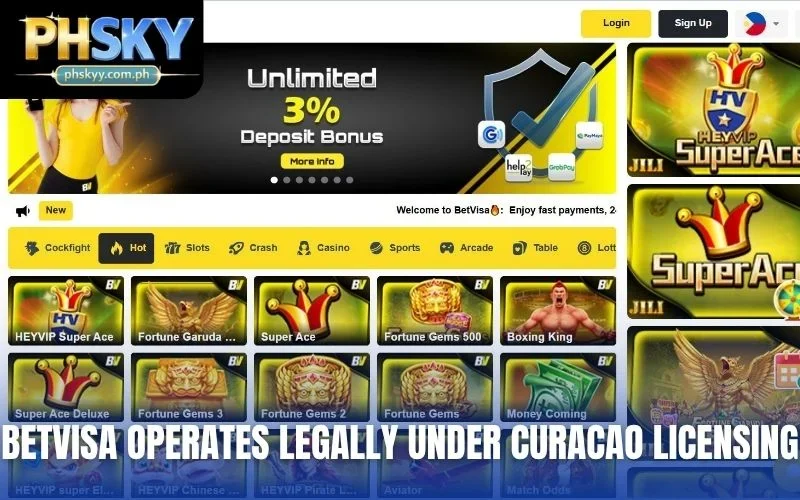 Betvisa operates legally under Curacao licensing