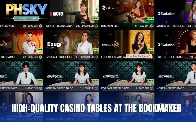 High-quality casino tables at the bookmaker