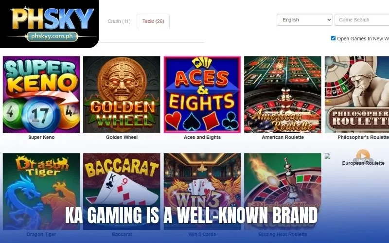 KA Gaming is a well-known brand