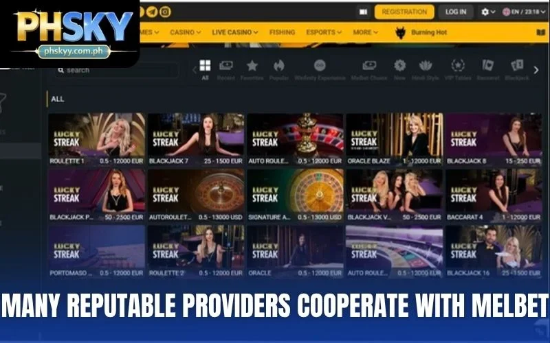 Many reputable providers cooperate with Melbet