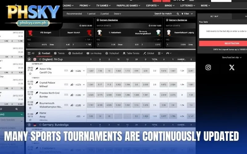 Many sports tournaments are continuously updated