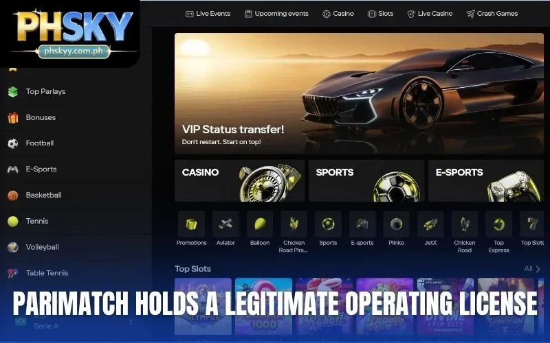 Parimatch holds a legitimate operating license