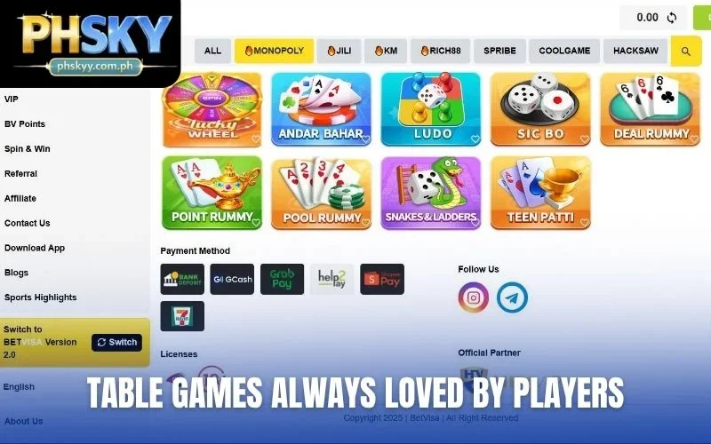 Table games always loved by players