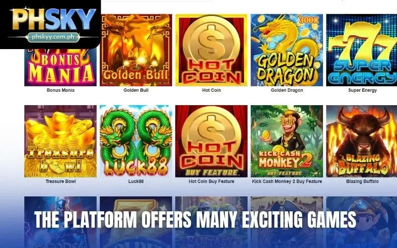 The platform offers many exciting games